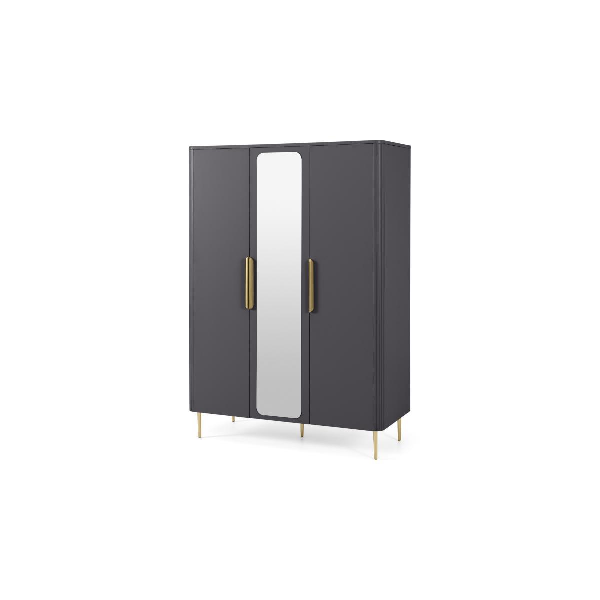Ebro Triple Wardrobe, Dusk Grey & Brass – image 2