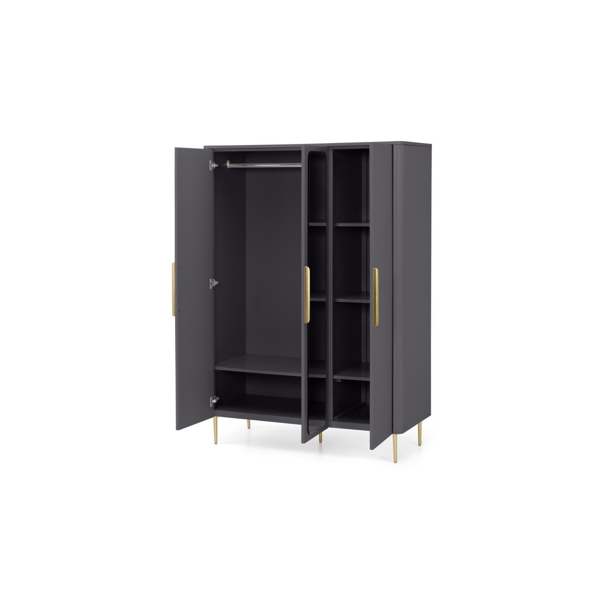 Ebro Triple Wardrobe, Dusk Grey & Brass – image 5