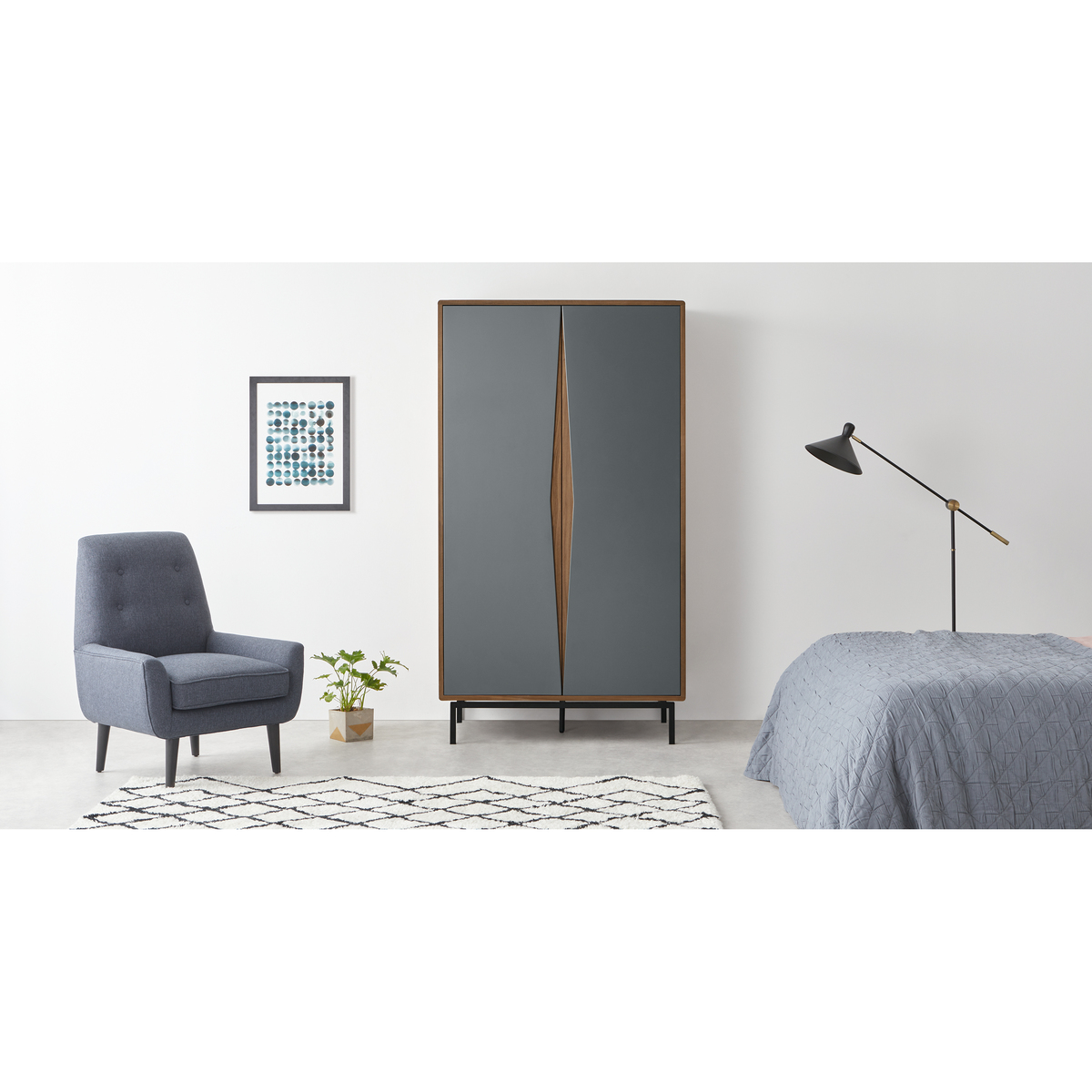 Louis Wardrobe, Walnut & Grey – image 3
