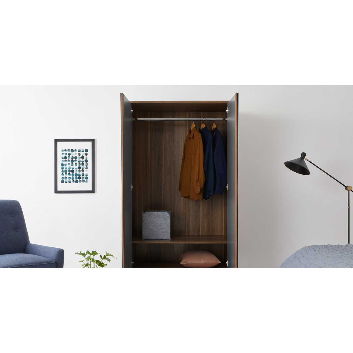 Louis Wardrobe, Walnut & Grey – image 6