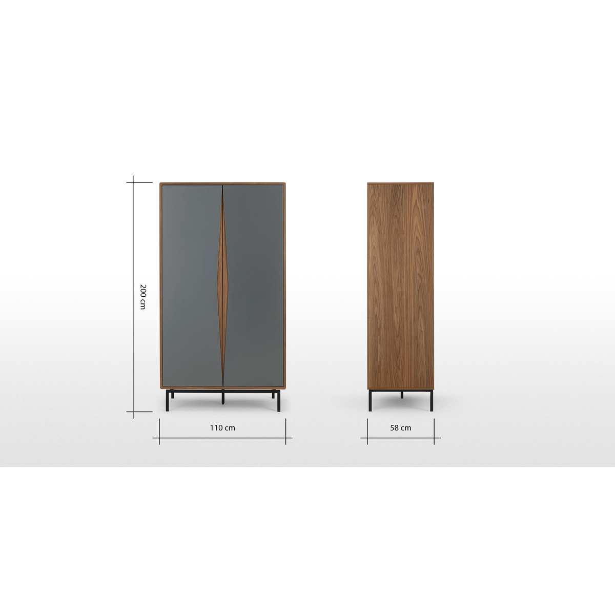 Louis Wardrobe, Walnut & Grey – image 8