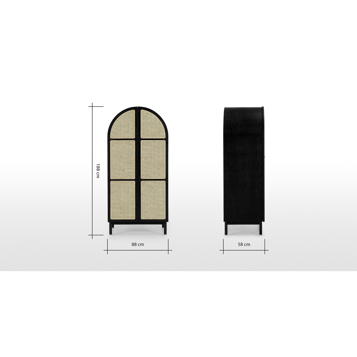 Ankhara Double Wardrobe, Rattan & Black Stain Oak – image 3
