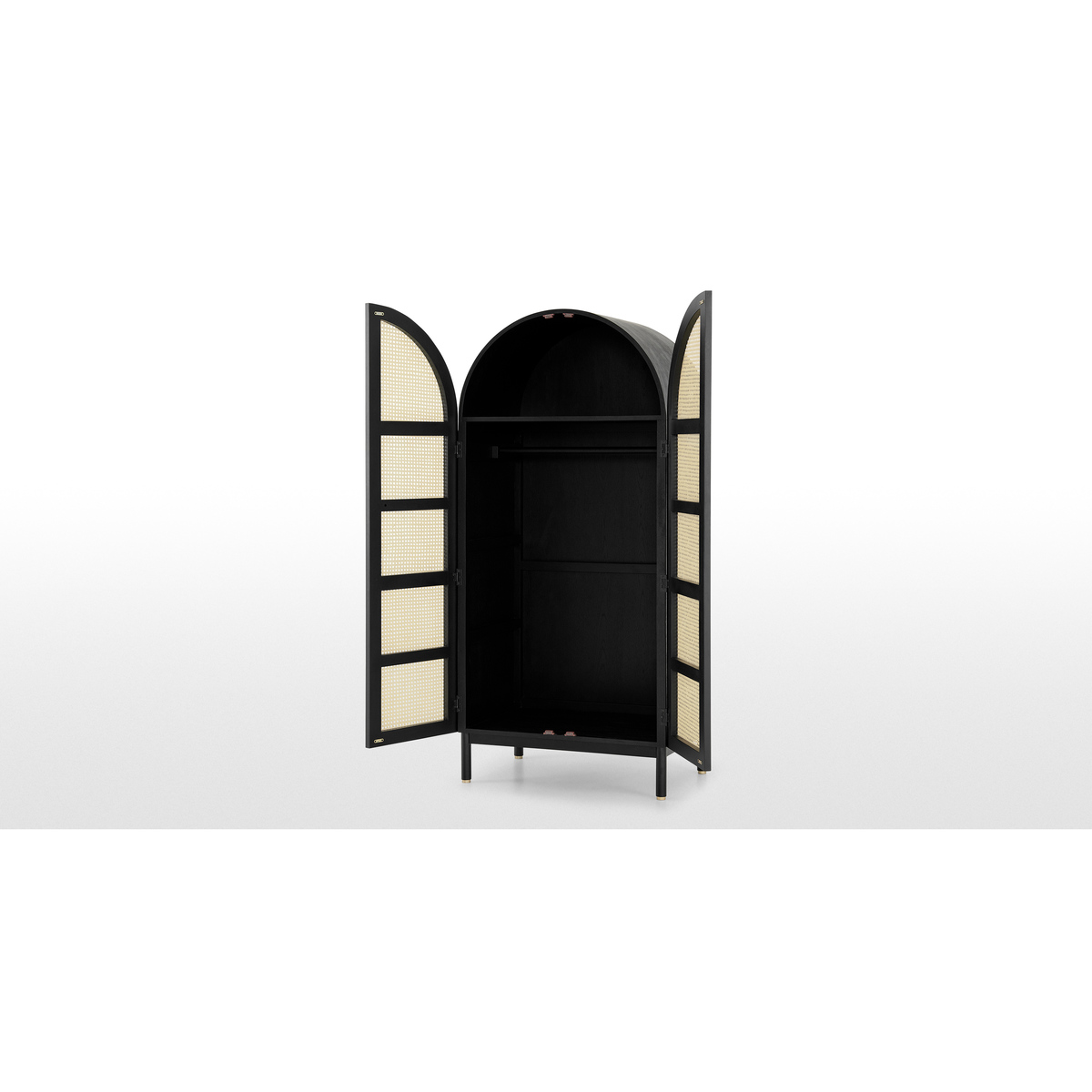 Ankhara Double Wardrobe, Rattan & Black Stain Oak – image 6