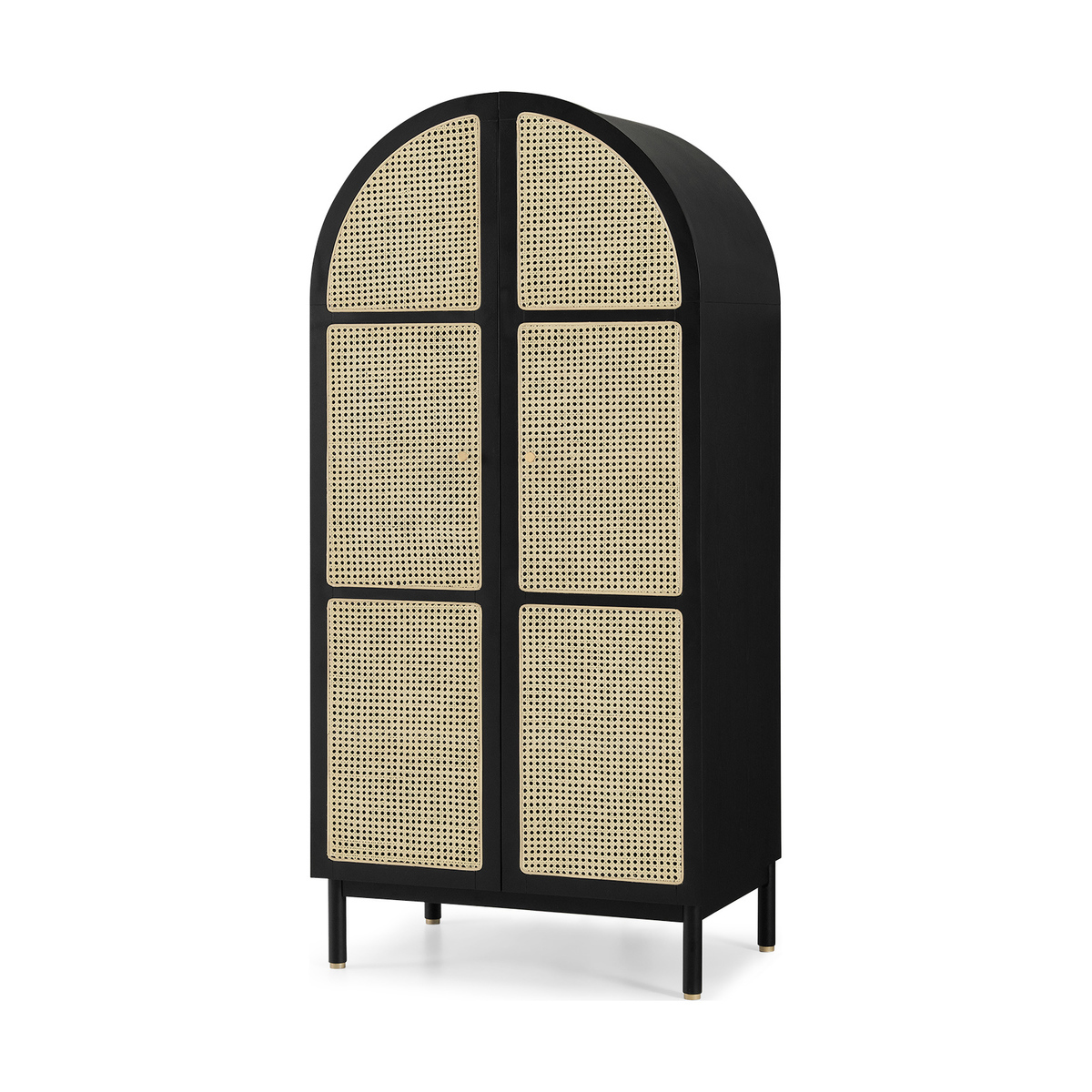 Ankhara Double Wardrobe, Rattan & Black Stain Oak – image 2