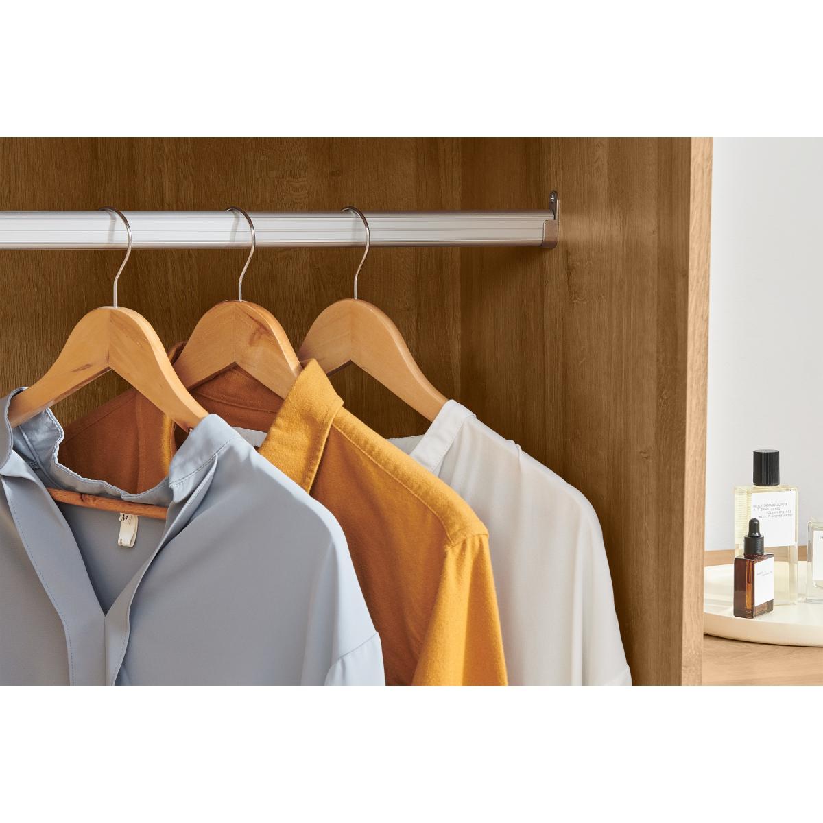 Pavia Single Wardrobe with Drawers, Natural Rattan & Oak Effect – image 7