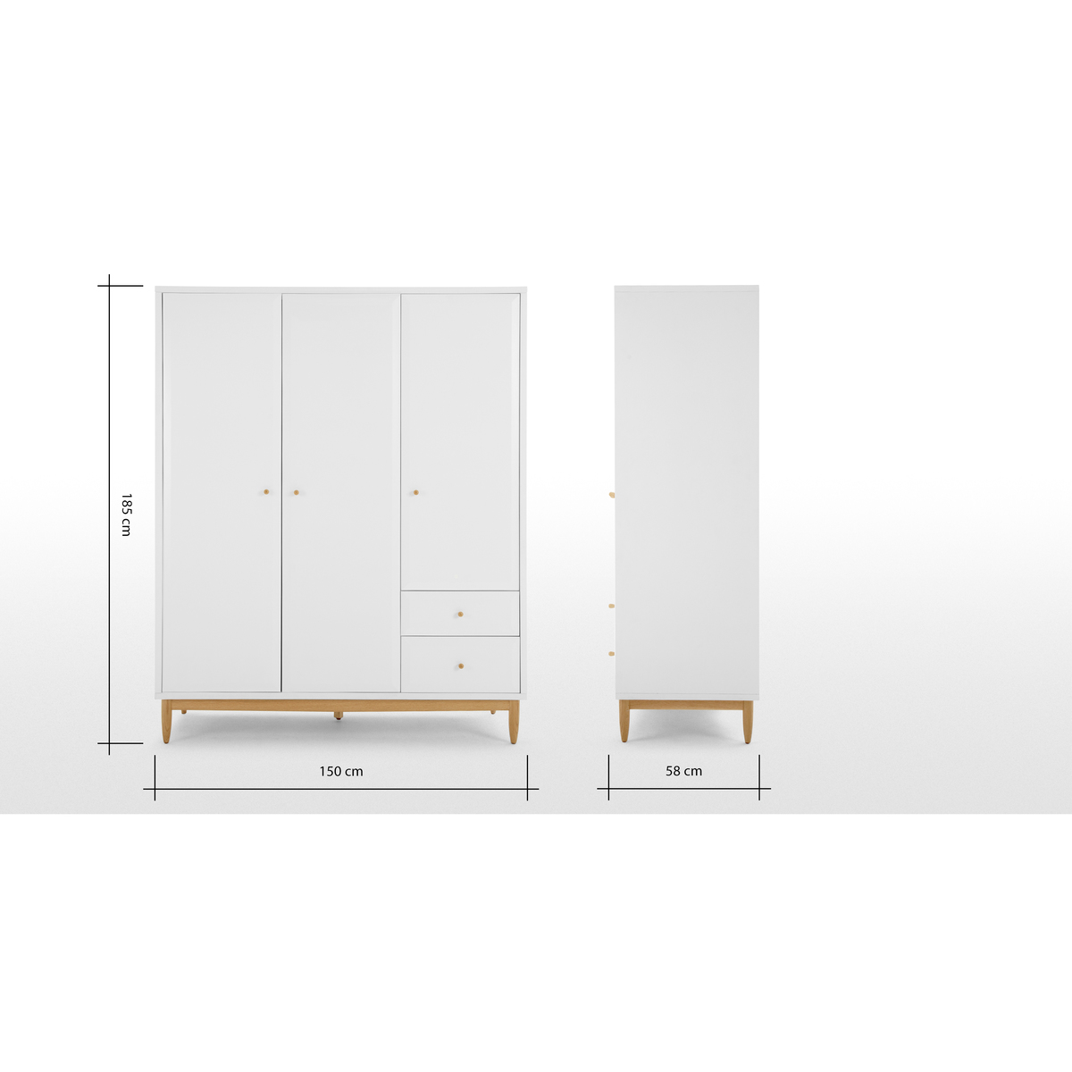 Willow Triple Wardrobe, White and Oak – image 8