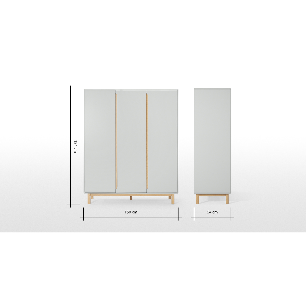 Jayden 3 Door Wardrobe, Grey & Oak – image 3