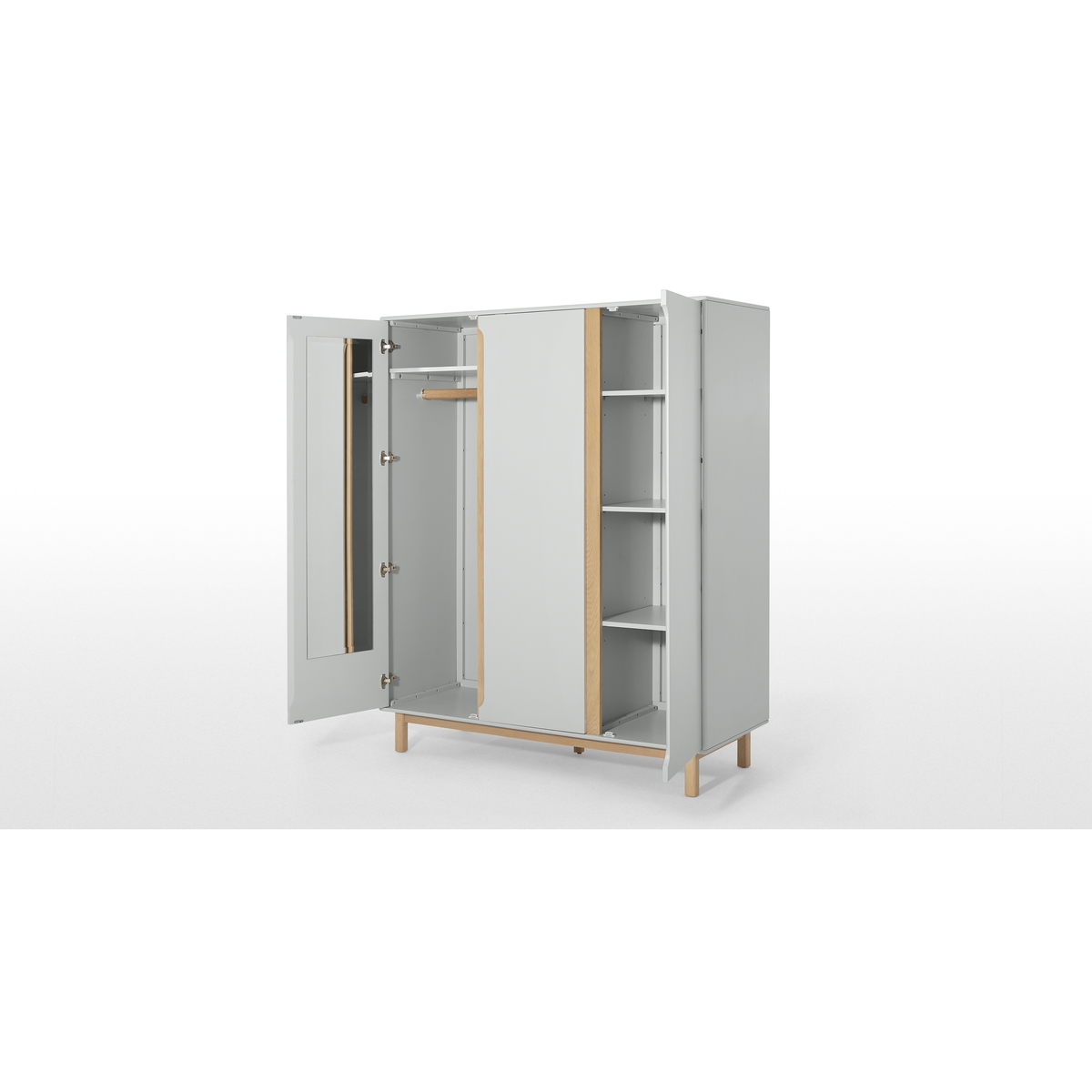 Jayden 3 Door Wardrobe, Grey & Oak – image 6