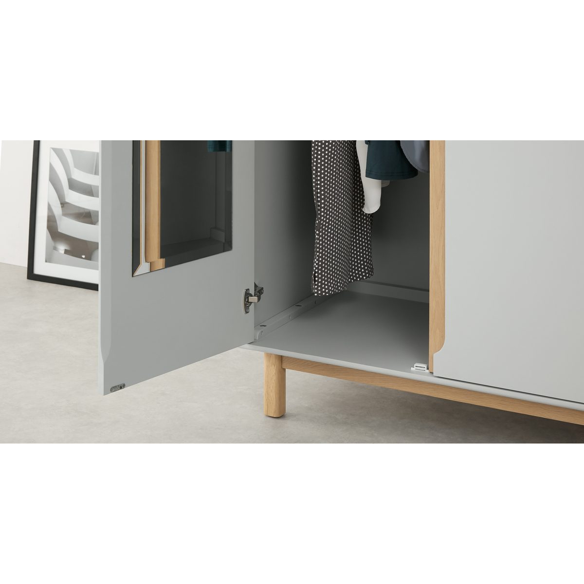 Jayden 3 Door Wardrobe, Grey & Oak – image 7