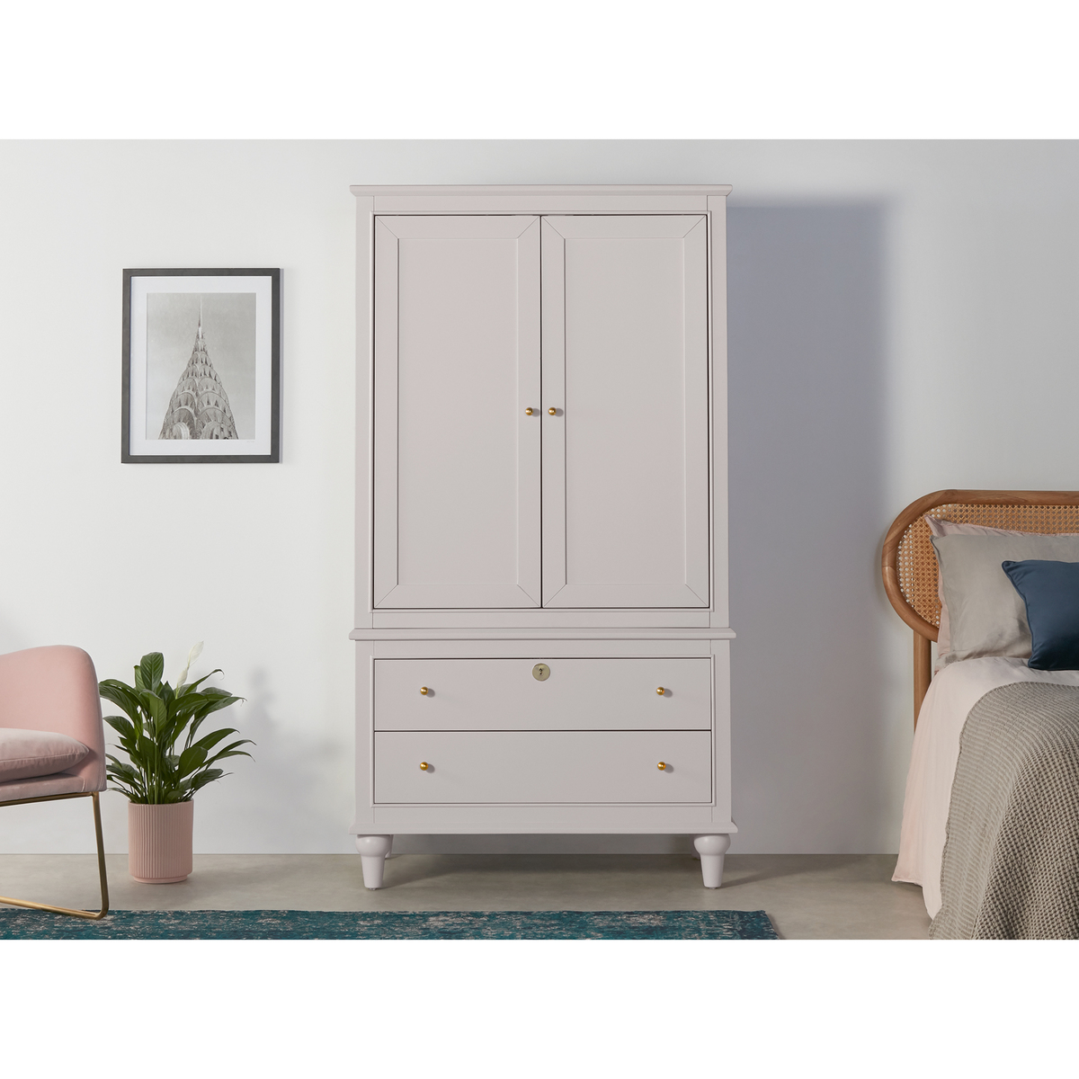 Fia Double Wardrobe, Painted Grey – image 3