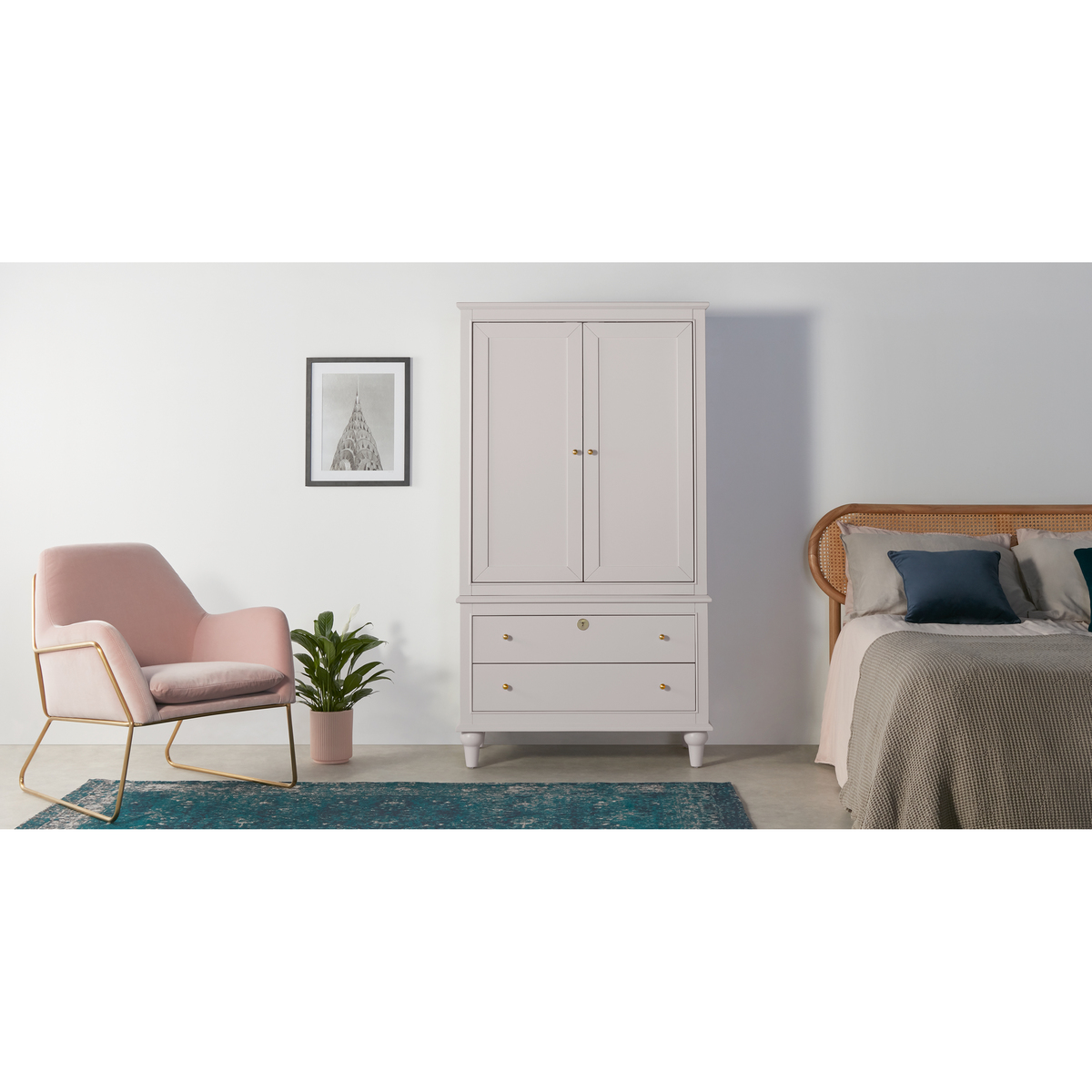 Fia Double Wardrobe, Painted Grey – image 4