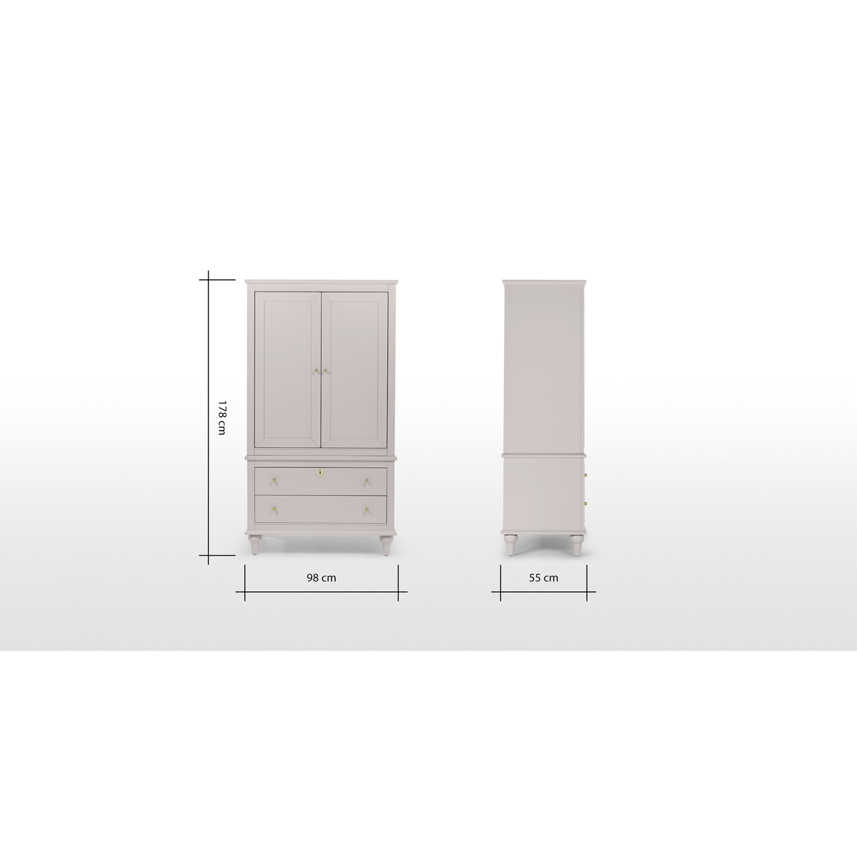 Fia Double Wardrobe, Painted Grey – image 10