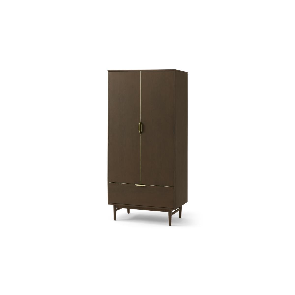 Mallory Double Wardrobe, Walnut Stain Oak & Brass – image 3