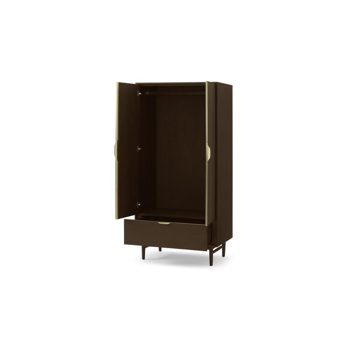 Mallory Double Wardrobe, Walnut Stain Oak & Brass – image 6