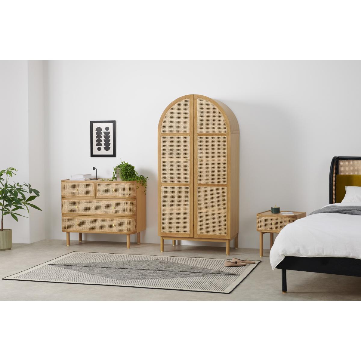Ankhara Double Wardrobe, Rattan & Oak – image 4