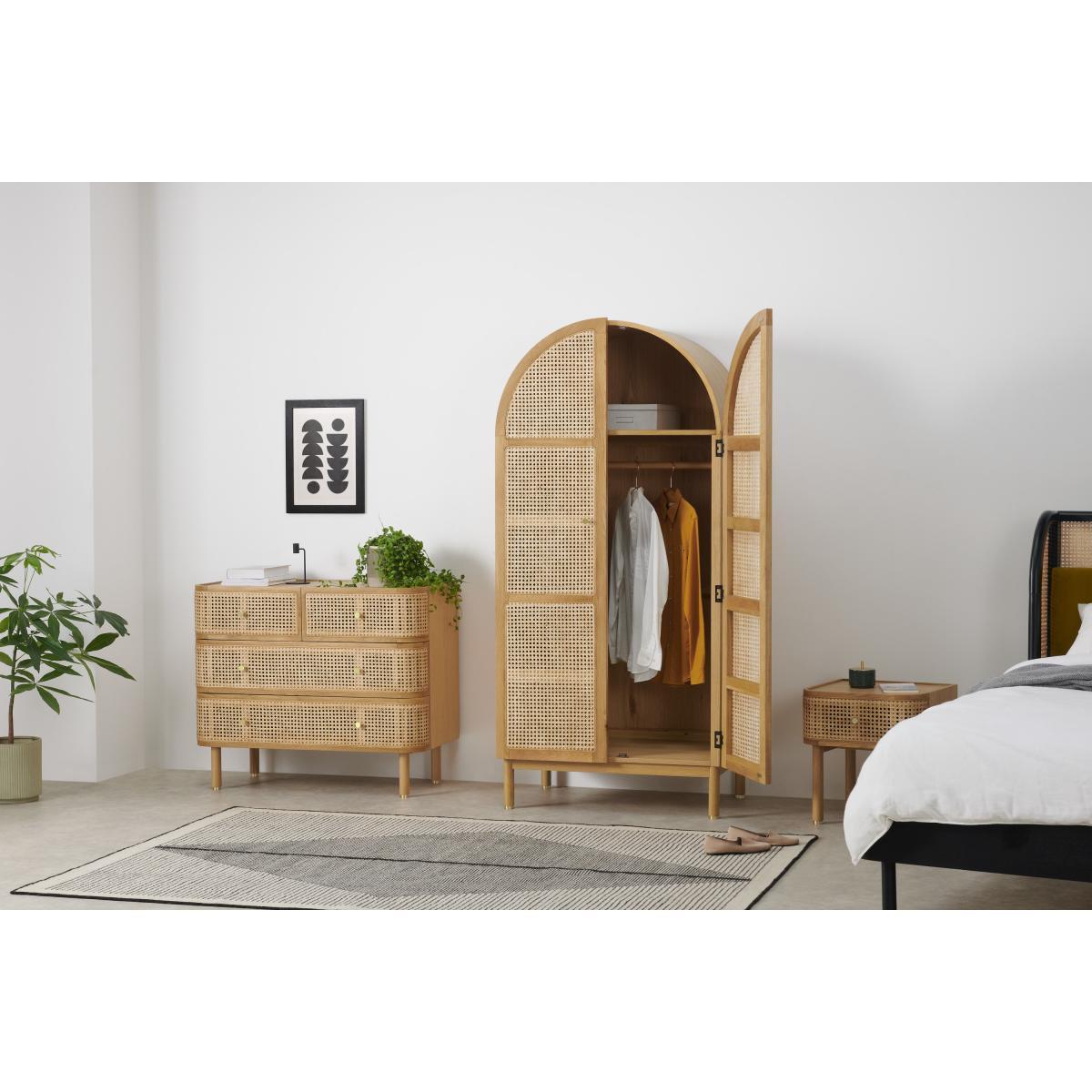 Ankhara Double Wardrobe, Rattan & Oak – image 7