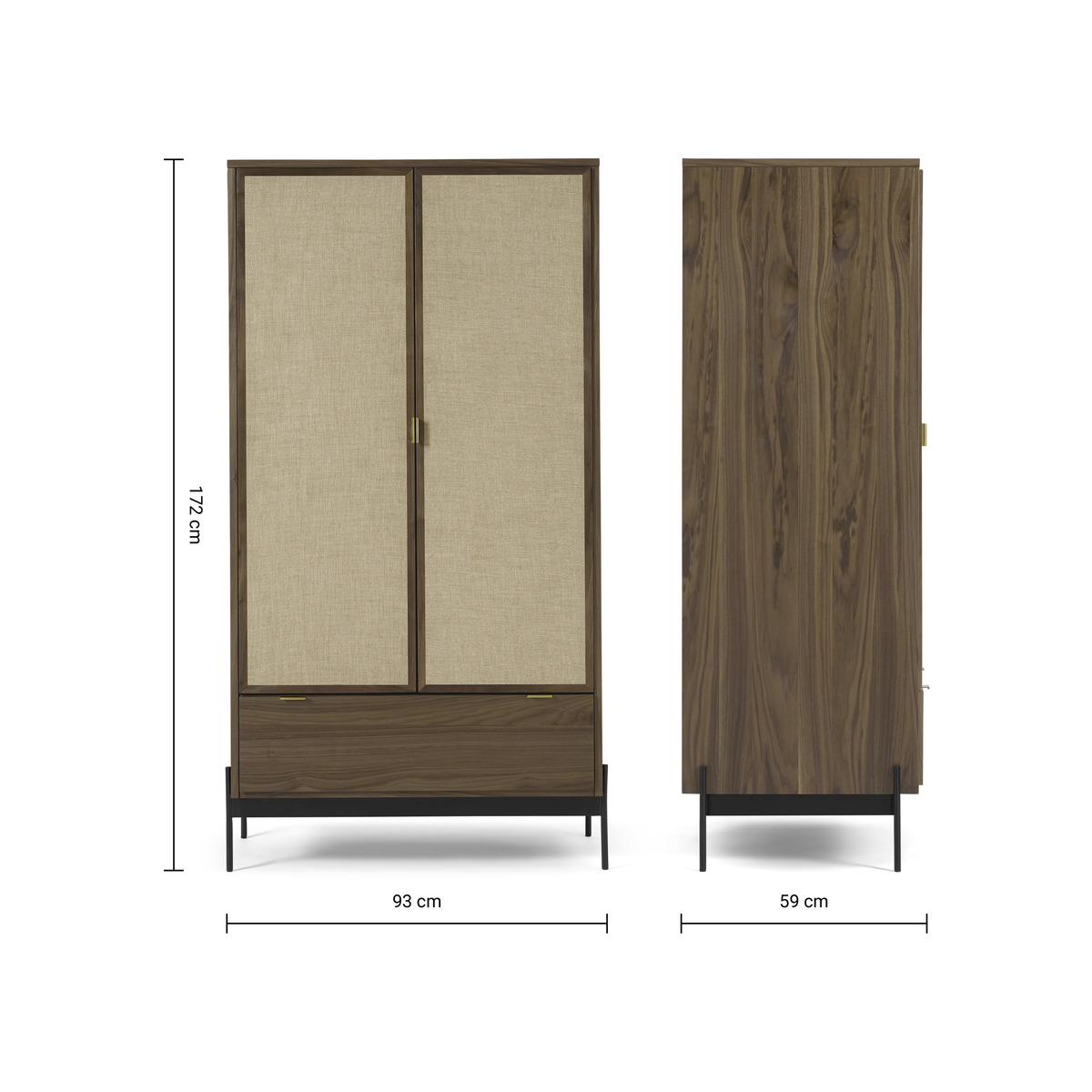 Balmore Double Wardrobe, Walnut & Hessian – image 4