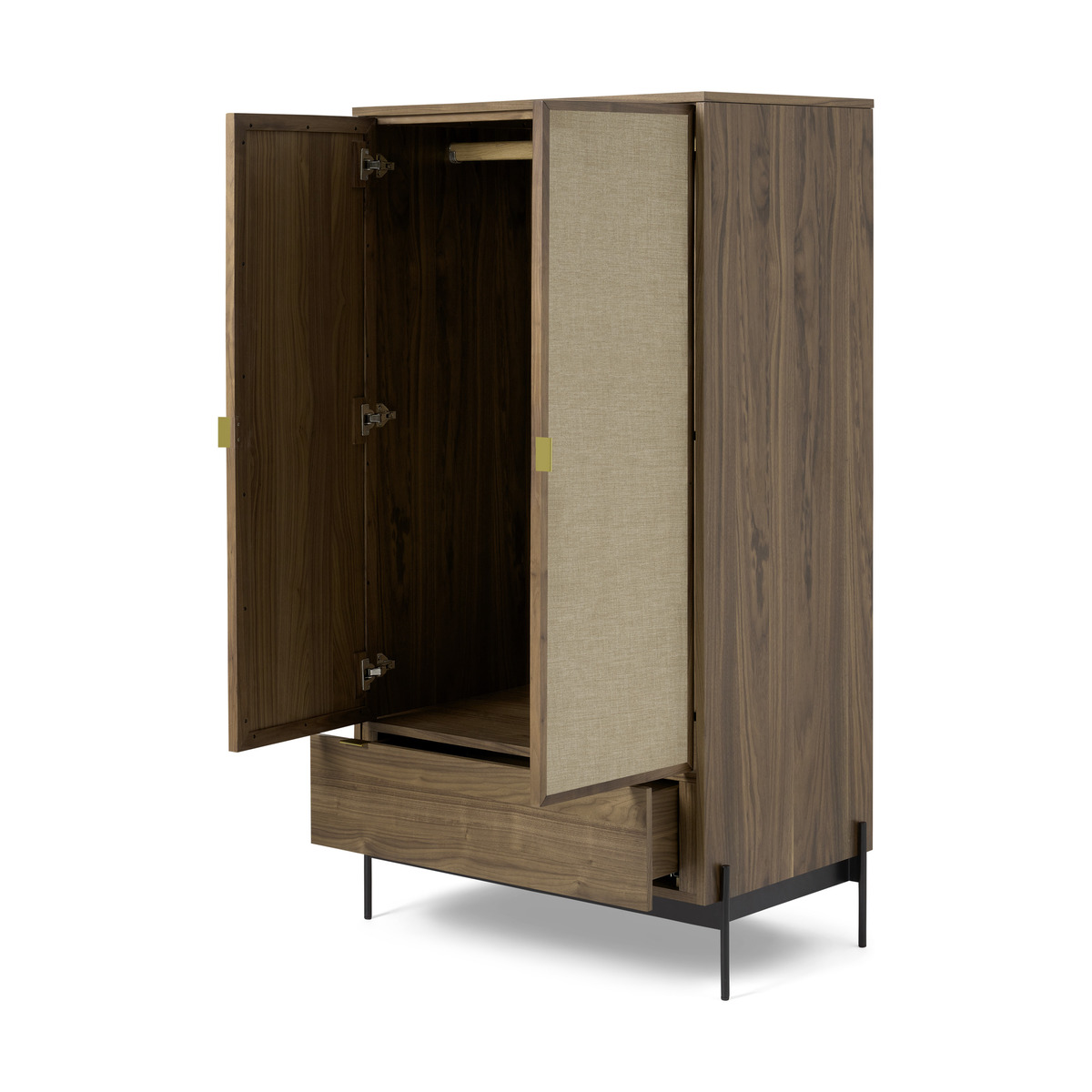 Balmore Double Wardrobe, Walnut & Hessian – image 8