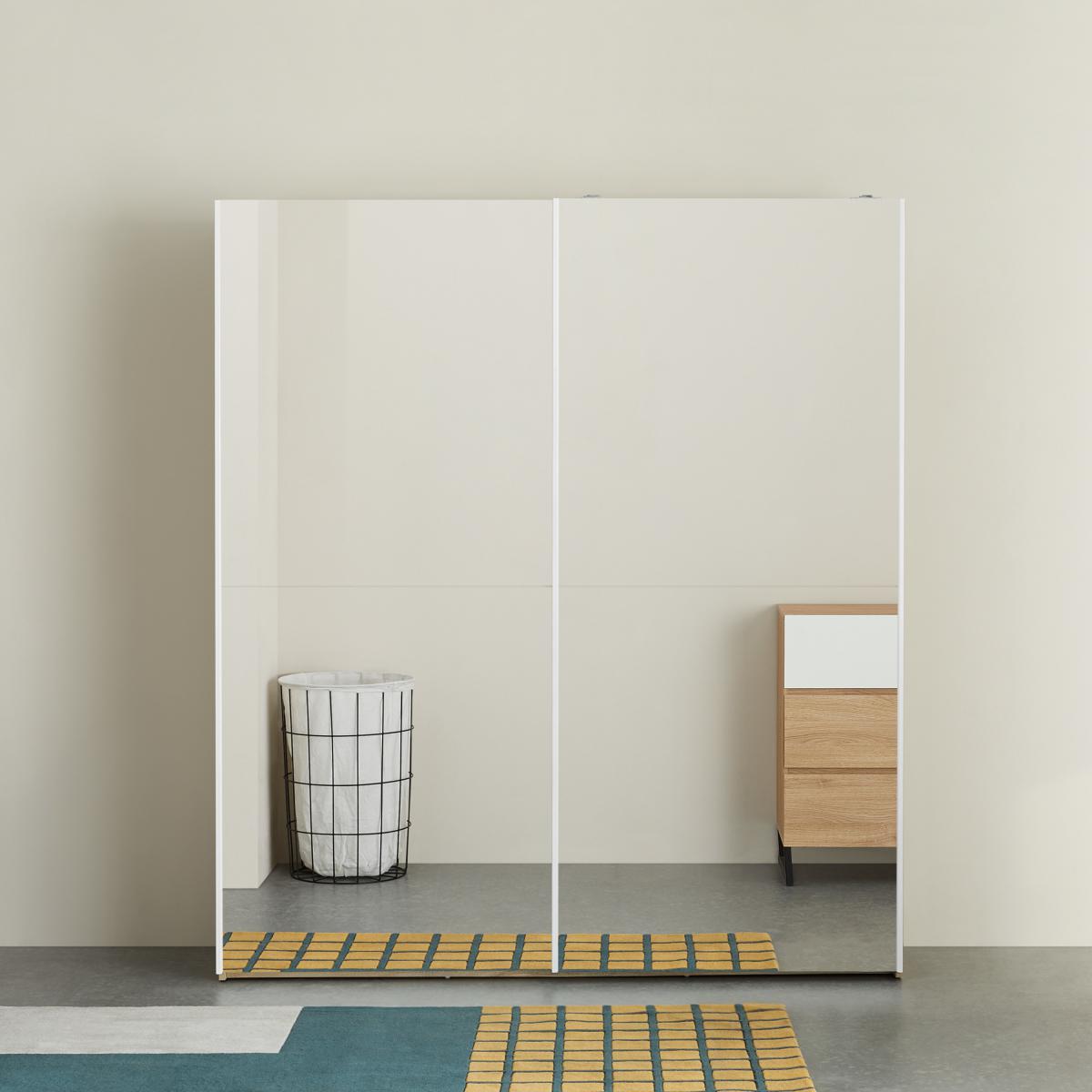 Elso Sliding Wardrobe 180cm, Oak Frame with Mirror Doors – image 11
