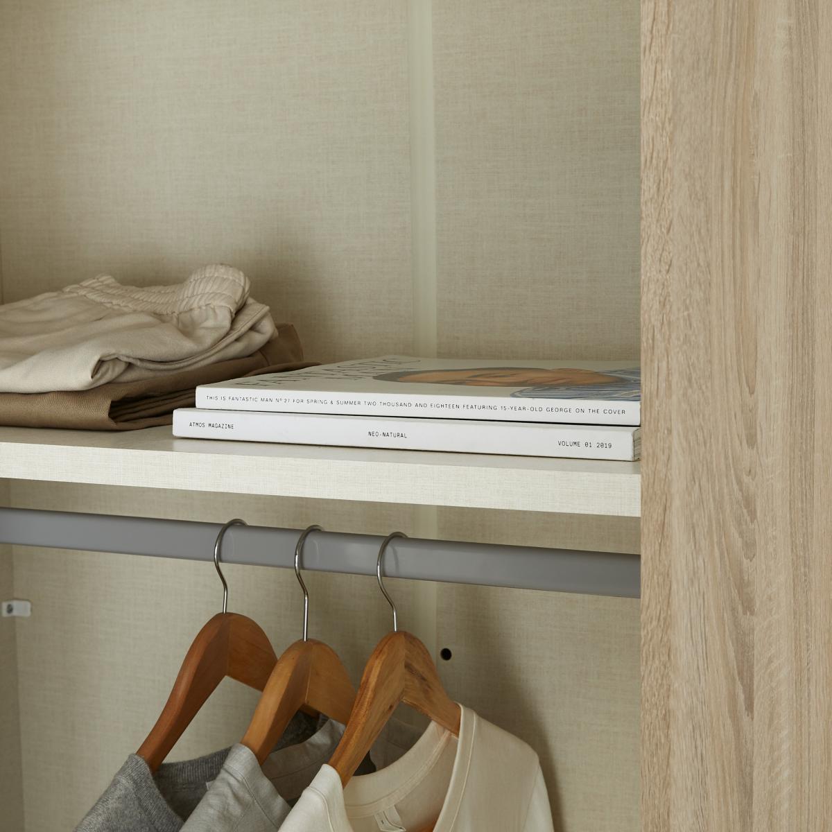 Elso Sliding Wardrobe 180cm, Oak Frame with Mirror Doors – image 12