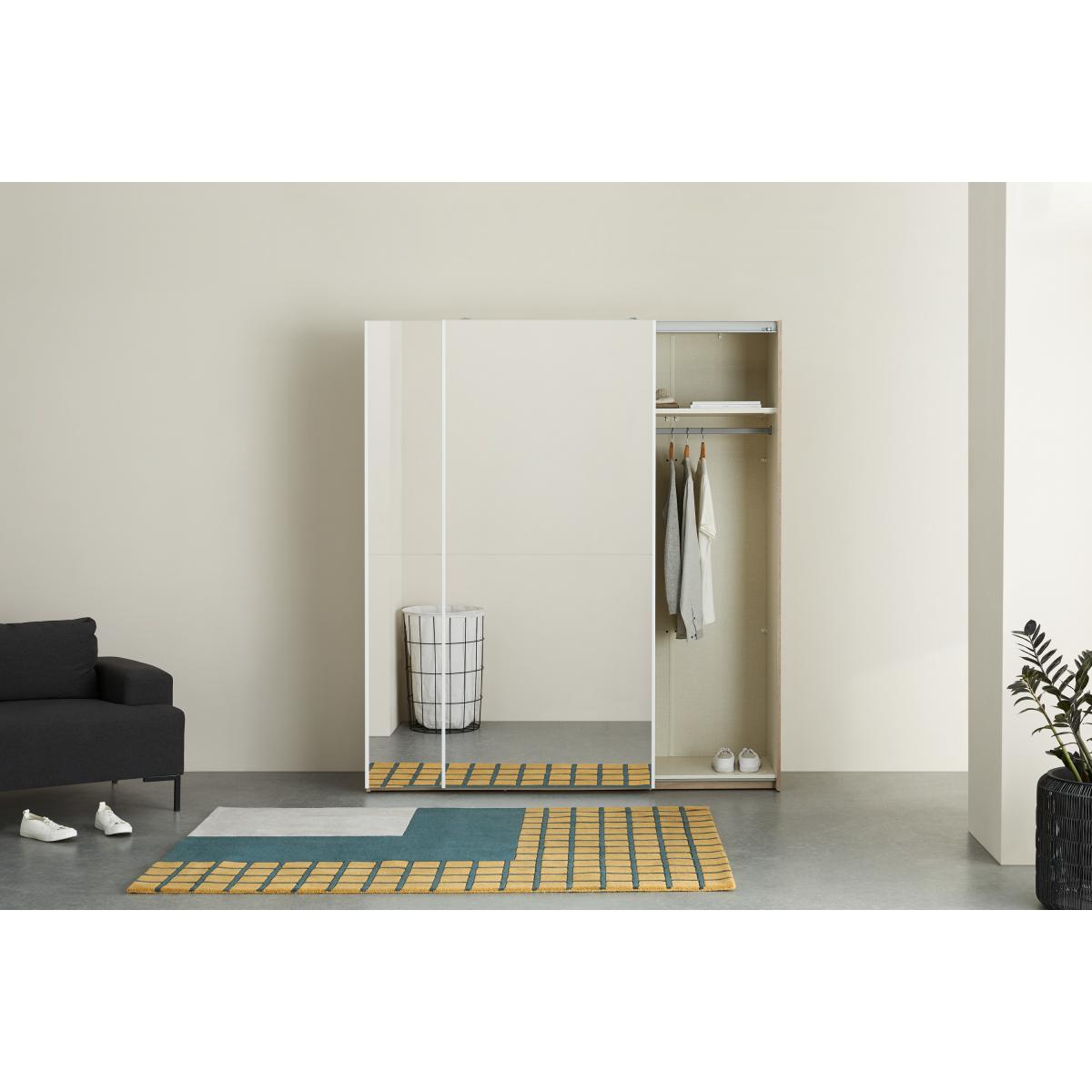 Elso Sliding Wardrobe 180cm, Oak Frame with Mirror Doors – image 4