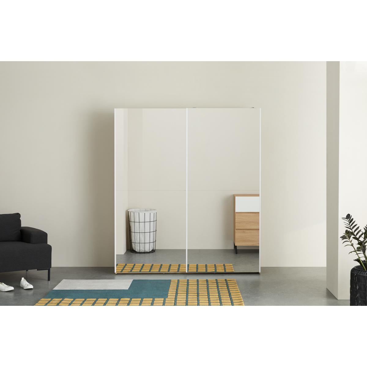 Elso Sliding Wardrobe 180cm, Oak Frame with Mirror Doors – image 6
