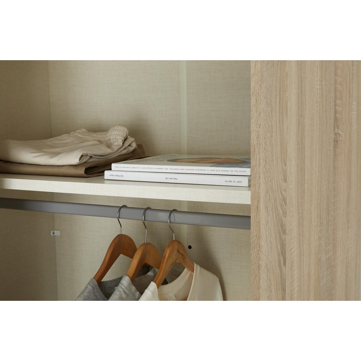 Elso Sliding Wardrobe 180cm, Oak Frame with Mirror Doors – image 7