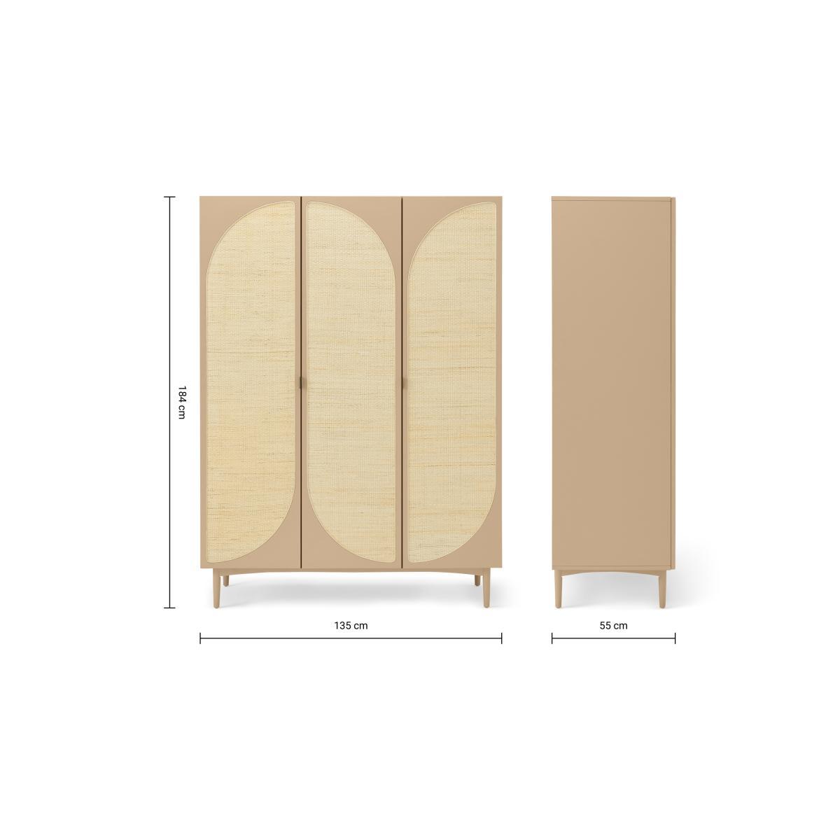 Emmi Triple Wardrobe, Light Caramel & Rattan – image 12