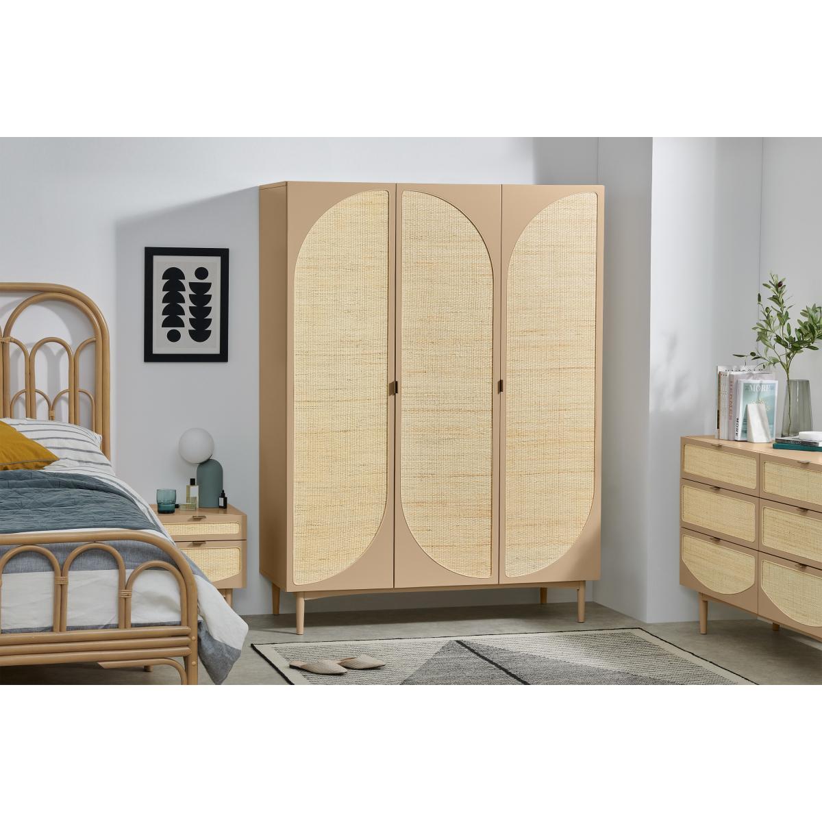 Emmi Triple Wardrobe, Light Caramel & Rattan – image 4