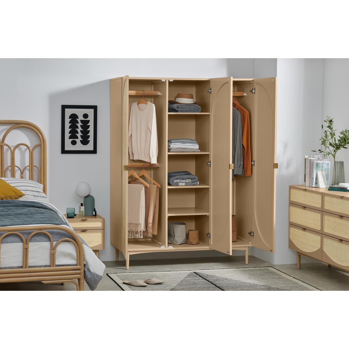 Emmi Triple Wardrobe, Light Caramel & Rattan – image 5
