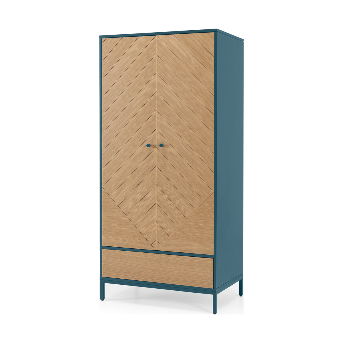 Mera Double Wardrobe, Oak & Teal – image 2