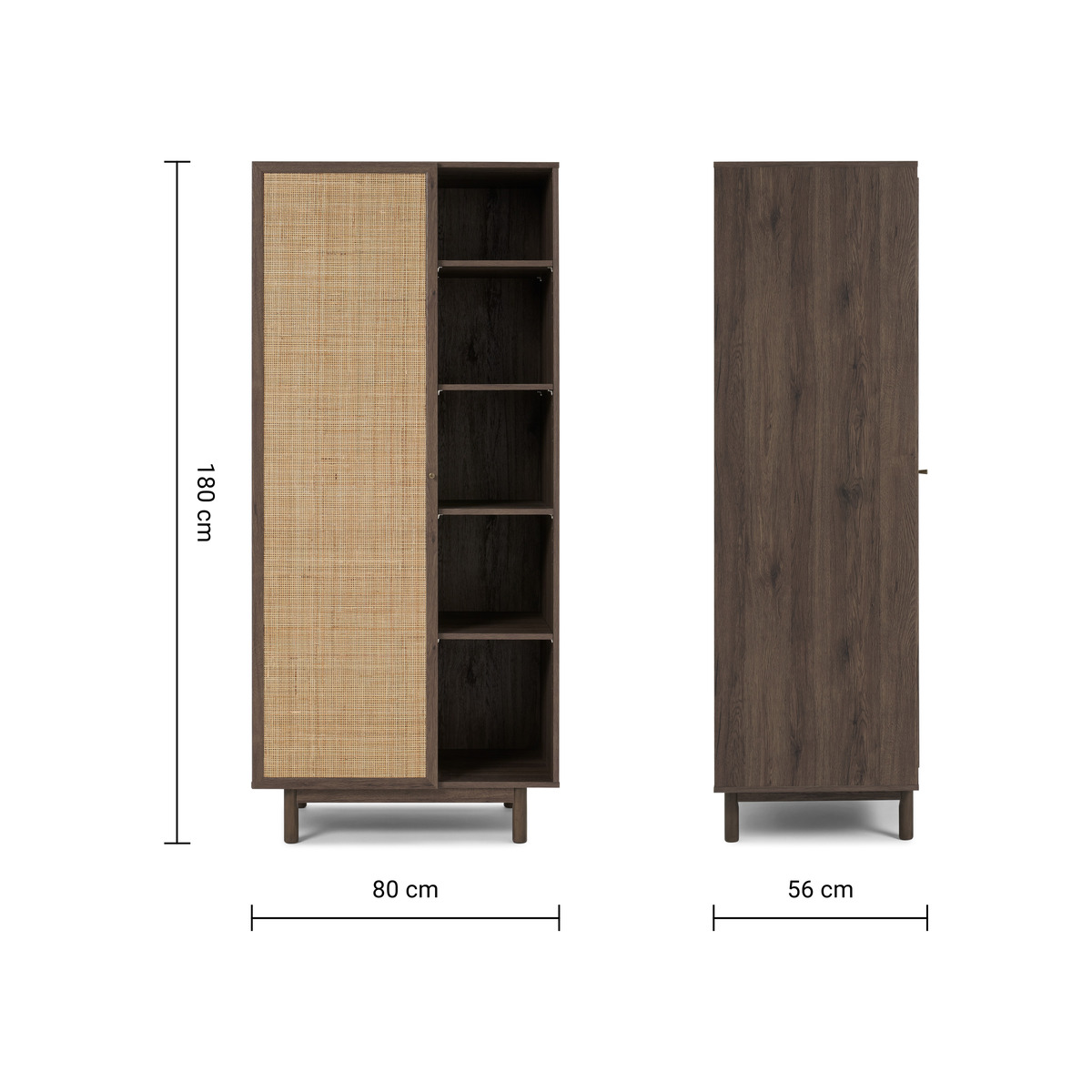 Pavia Double Wardrobe, Natural Rattan & Walnut Effect – image 3