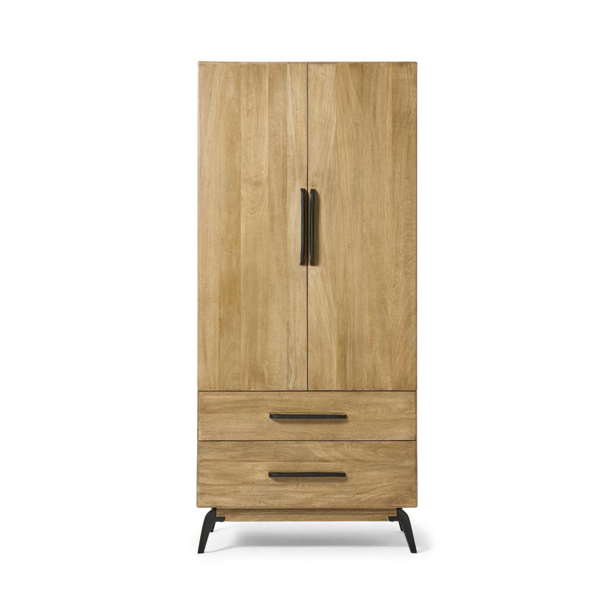 Lucien 2 Door Wardrobe, Light Mango Wood – image 2