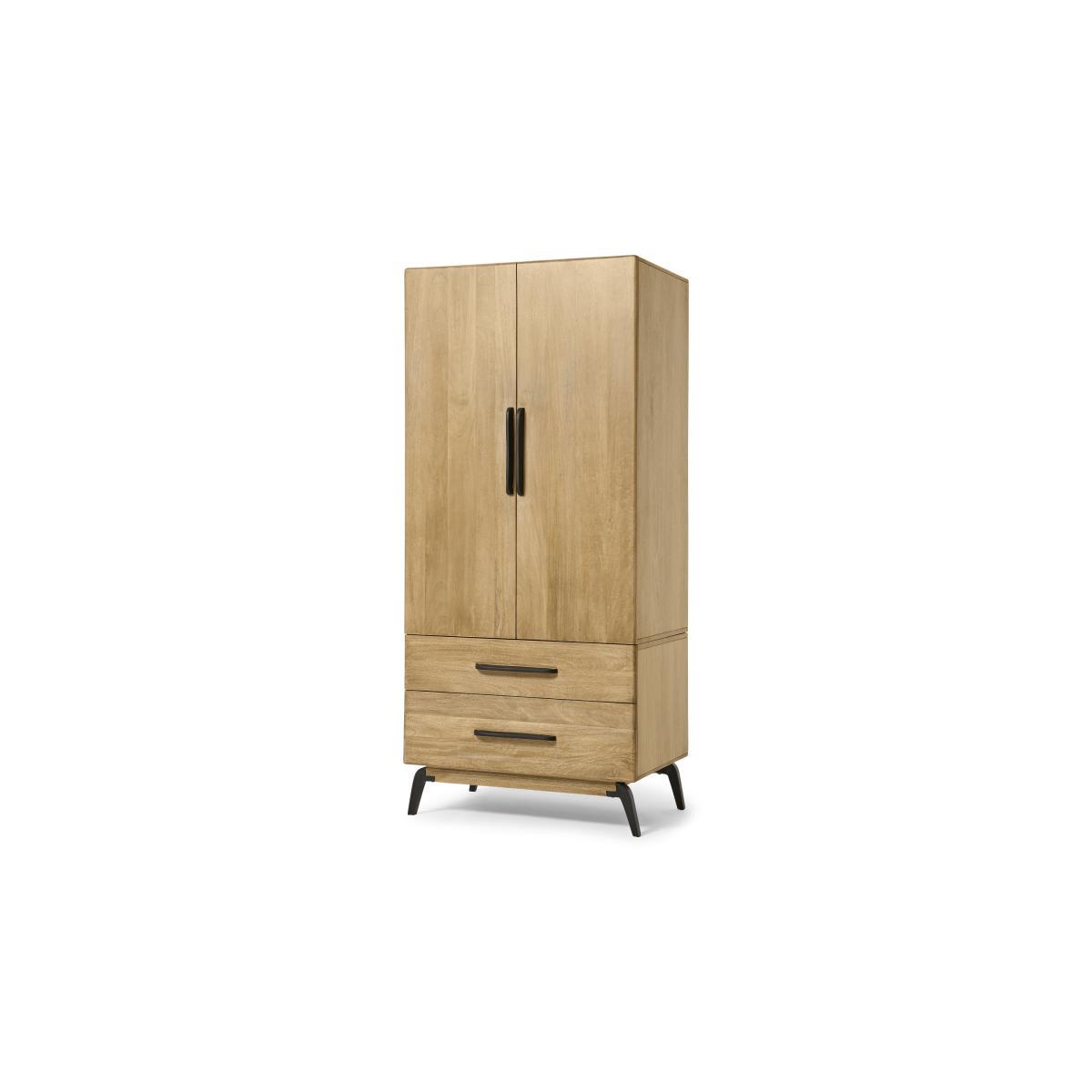 Lucien 2 Door Wardrobe, Light Mango Wood – image 3