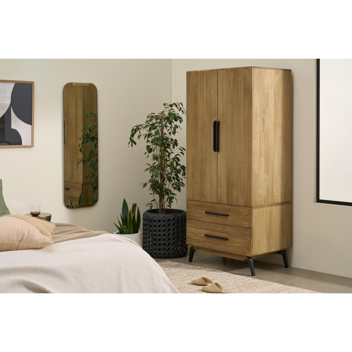 Lucien 2 Door Wardrobe, Light Mango Wood – image 4