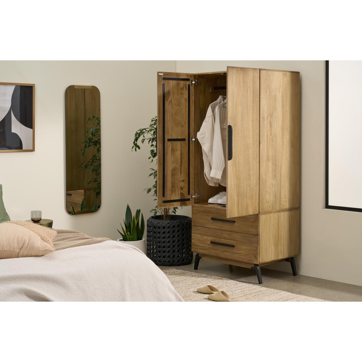 Lucien 2 Door Wardrobe, Light Mango Wood – image 5