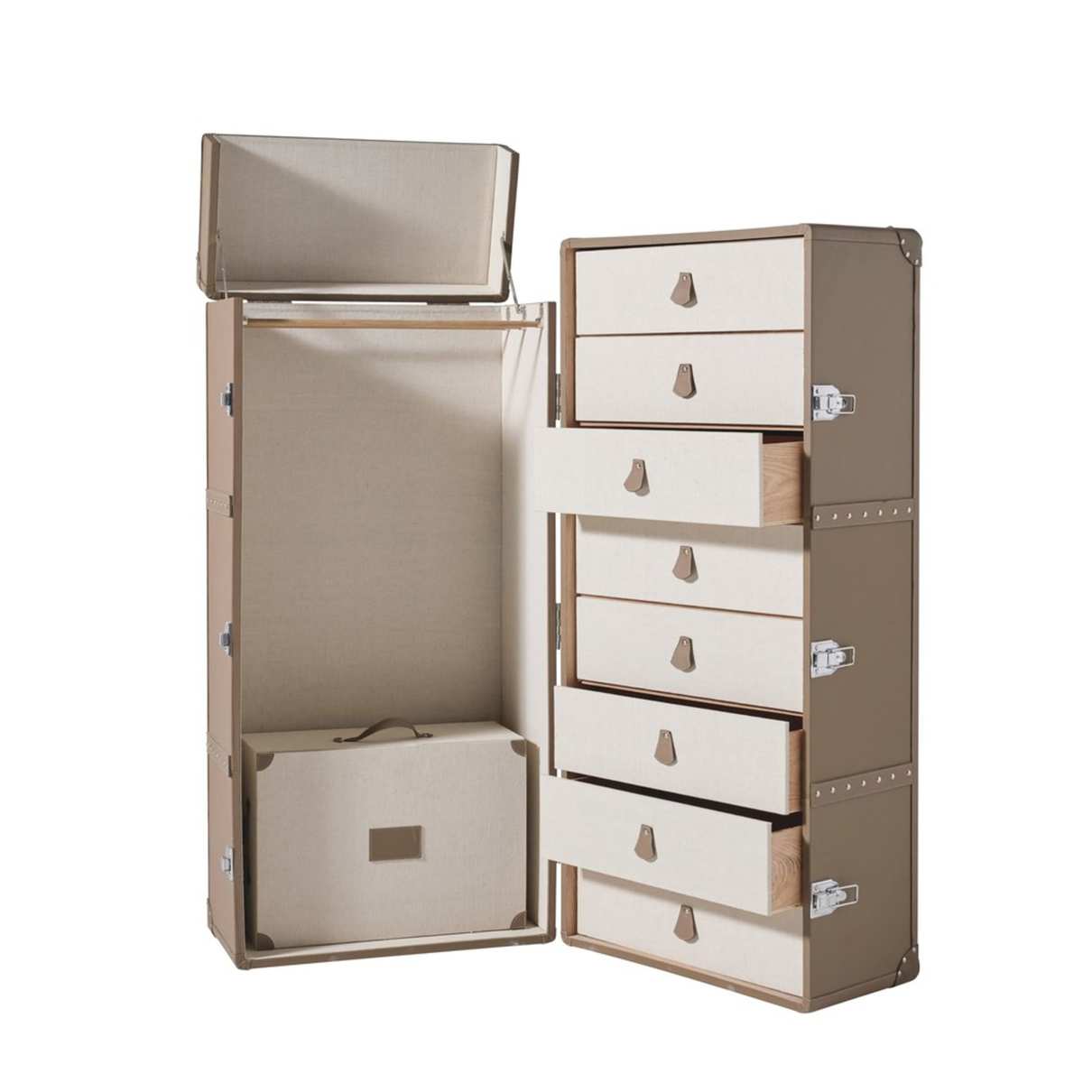 Taupe Leather 8-Drawer Wardrobe Magellan – image 3