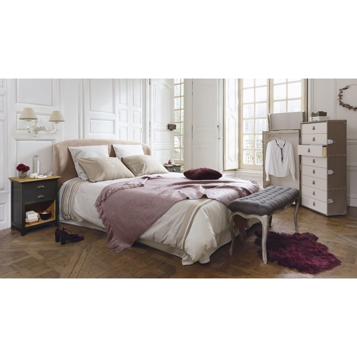 Taupe Leather 8-Drawer Wardrobe Magellan – image 7