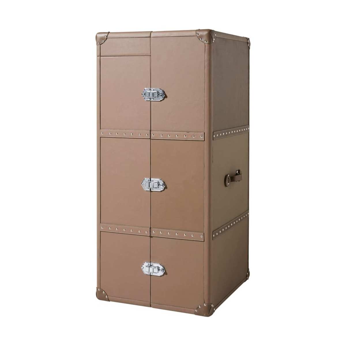 Taupe Leather 8-Drawer Wardrobe Magellan – image 2