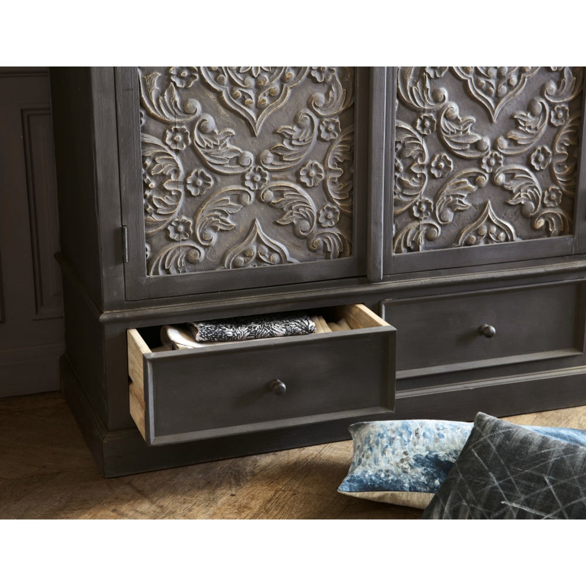 Dark Grey 2-Door 2-Drawer Wardrobe Wabi – image 7