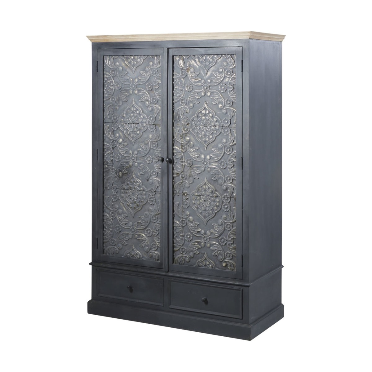 Dark Grey 2-Door 2-Drawer Wardrobe Wabi – image 2