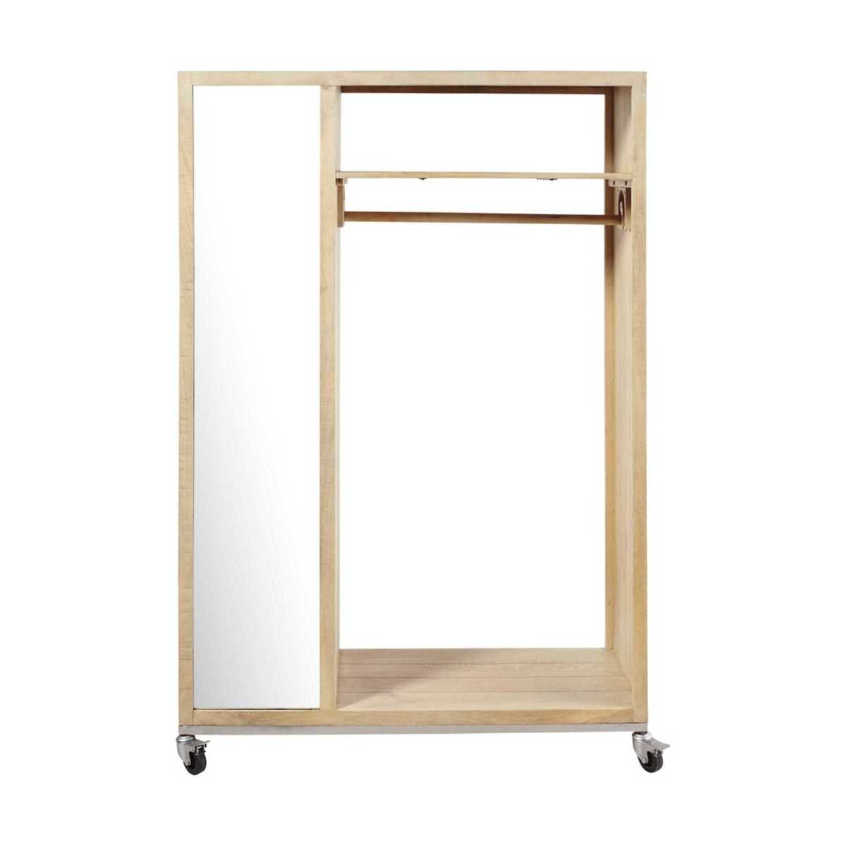 Mango Wood Wardrobe on Casters 1 Mirror Farmers pro – image 1