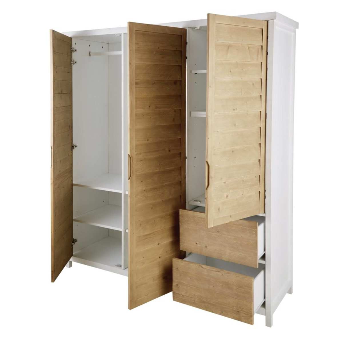 3-door 2-drawer solid spruce wood wardrobe Esterel – image 2