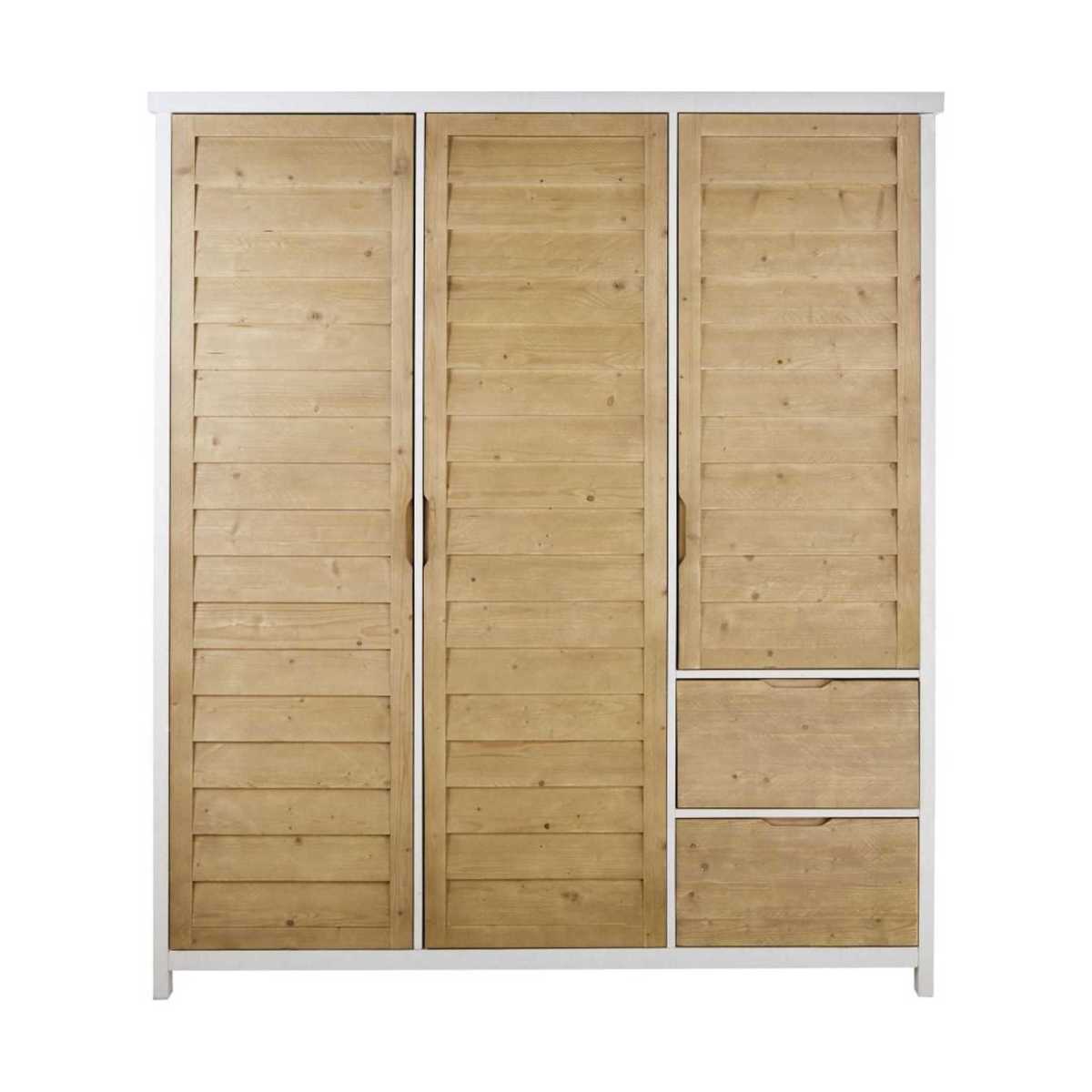 3-door 2-drawer solid spruce wood wardrobe Esterel – image 1