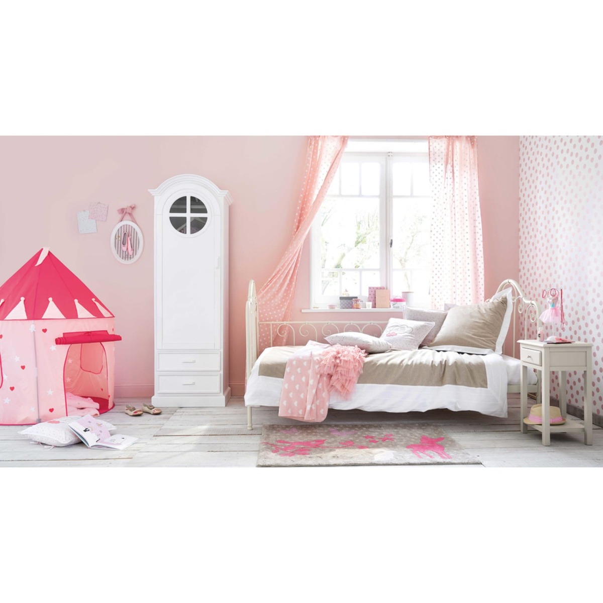 White 1-Door 2-Drawer Bonnetiere Wardrobe Marguerite – image 7