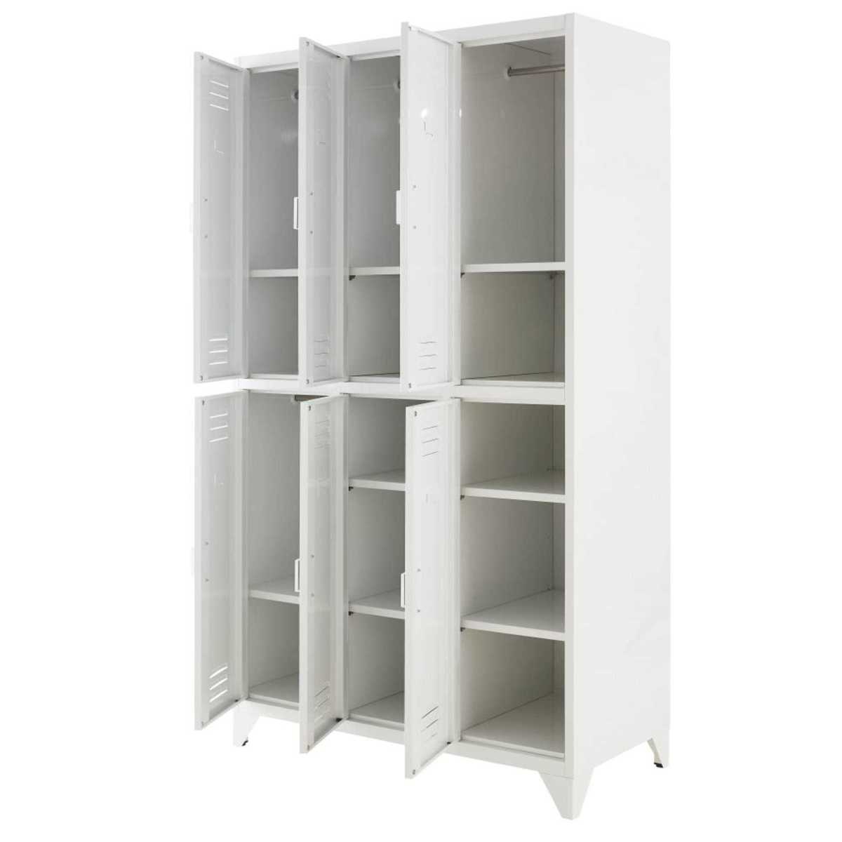White Metal Industrial 6-Door Locker Wardrobe Sunset universe – image 3