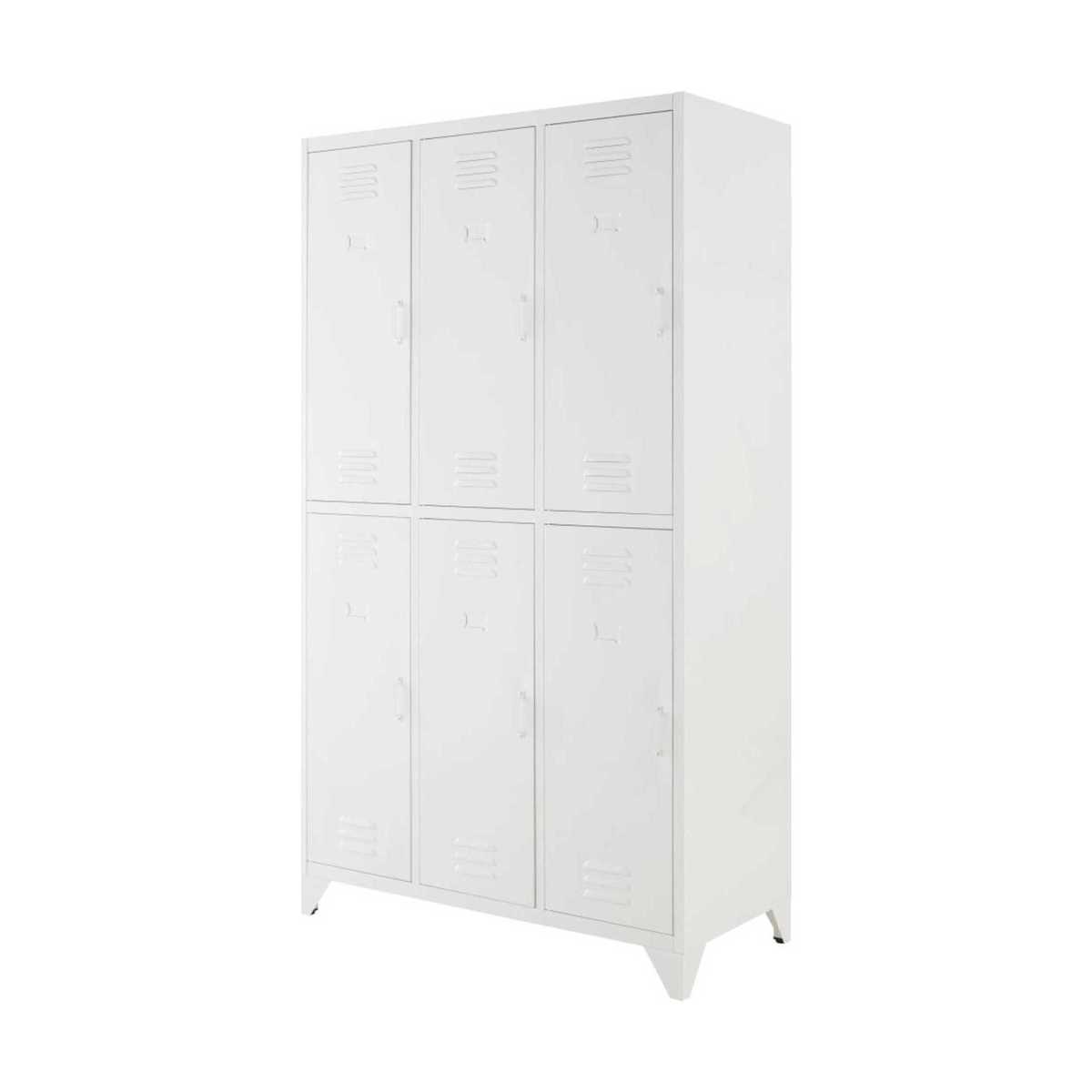 White Metal Industrial 6-Door Locker Wardrobe Sunset universe – image 2