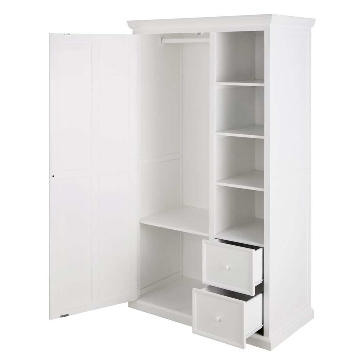 White 1-door 1-drawer wardrobe Lila – image 2