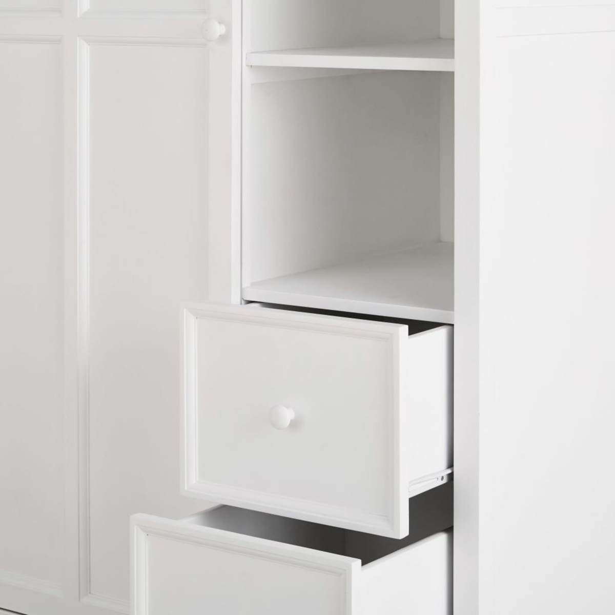 White 1-door 1-drawer wardrobe Lila – image 3