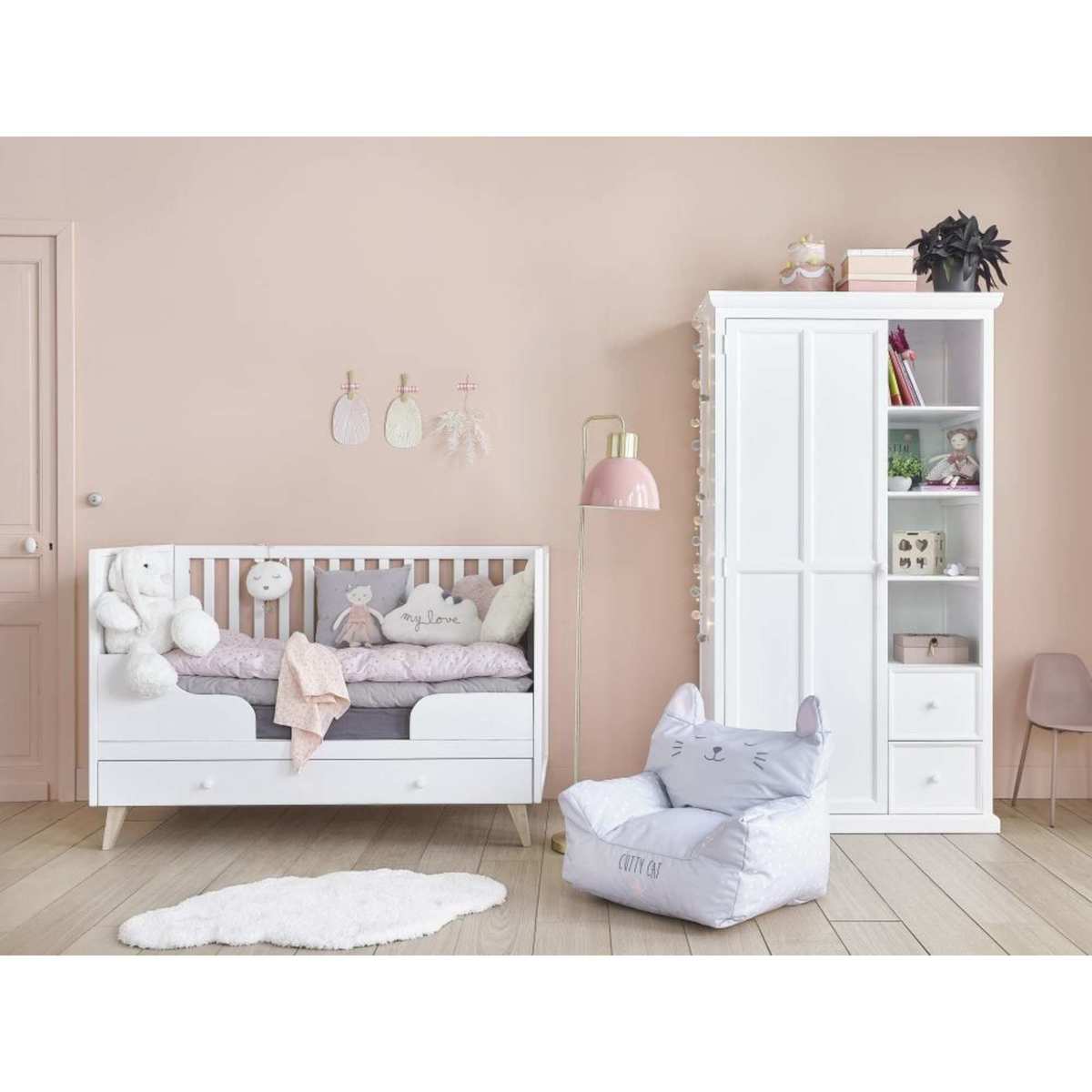 White 1-door 1-drawer wardrobe Lila – image 4